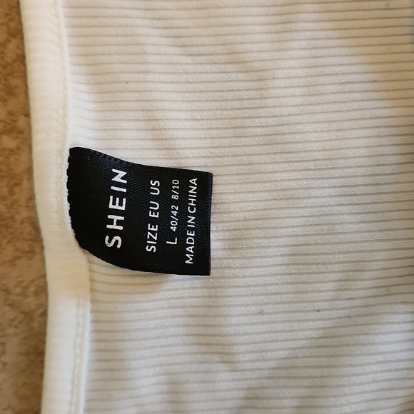 Brand new no tag size large cream SHEIN BAE Rhinestone Fringe Hem Crop Tank Top - Picture 2 of 2